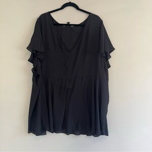 Torrid 6 Women's Black V-Neck Ruffle Short Sleeve chiffon Top